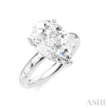 1/3 Ctw Pear Shape Baguette and Round Cut Diamond Semi-Mount Engagement Ring in 14K White Gold