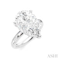 1/3 Ctw Pear Shape Baguette and Round Cut Diamond Semi-Mount Engagement Ring in 14K White Gold