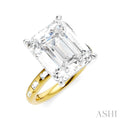 1/3 Ctw Emerald Shape Baguette and Round Cut Diamond Semi-Mount Engagement Ring in 14K Yellow and White Gold