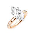 1/4 Ctw Marquise Shape Baguette and Round Cut Diamond Semi-Mount Engagement Ring in 14K Rose and White Gold