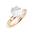 1/4 Ctw Oval Shape Baguette and Round Cut Diamond Semi-Mount Engagement Ring in 14K Rose and White Gold