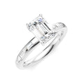 1/4 Ctw Emerald Shape Baguette and Round Cut Diamond Semi-Mount Engagement Ring in 14K White Gold