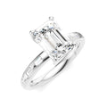 1/4 Ctw Emerald Shape Baguette and Round Cut Diamond Semi-Mount Engagement Ring in 14K White Gold