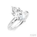 1/4 Ctw Marquise Shape Baguette and Round Cut Diamond Semi-Mount Engagement Ring in 14K White Gold