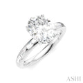 1/4 Ctw Oval Shape Baguette and Round Cut Diamond Semi-Mount Engagement Ring in 14K White Gold