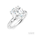1/4 Ctw Round Shape Baguette and Round Cut Diamond Semi-Mount Engagement Ring in 14K White Gold