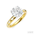 1/4 Ctw Round Shape Baguette and Round Cut Diamond Semi-Mount Engagement Ring in 14K Yellow and White Gold