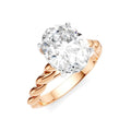1/10 Ctw Akari Oval Shape Rope Shank Round Cut Diamond Semi Mount Engagement Ring in 14K Rose and White Gold