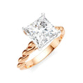 1/10 Ctw Akari Princess Shape Rope Shank Round Cut Diamond Semi Mount Engagement Ring in 14K Rose and White Gold