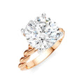 1/8 Ctw Akari Round Shape Rope Shank Round Cut Diamond Semi Mount Engagement Ring in 14K Rose and White Gold