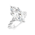 1/8 Ctw Akari Marquise Shape Rope Shank Round Cut Diamond Semi Mount Engagement Ring in 14K White Gold