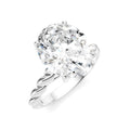 1/8 Ctw Akari Oval Shape Rope Shank Round Cut Diamond Semi Mount Engagement Ring in 14K White Gold