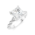 1/10 Ctw Akari Princess Shape Rope Shank Round Cut Diamond Semi Mount Engagement Ring in 14K White Gold
