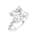 1/8 Ctw Akari Princess Shape Rope Shank Round Cut Diamond Semi Mount Engagement Ring in 14K White Gold