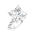 1/8 Ctw Akari Princess Shape Rope Shank Round Cut Diamond Semi Mount Engagement Ring in 14K White Gold