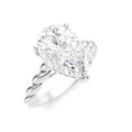 1/8 Ctw Akari Pear Shape Rope Shank Round Cut Diamond Semi Mount Engagement Ring in 14K White Gold