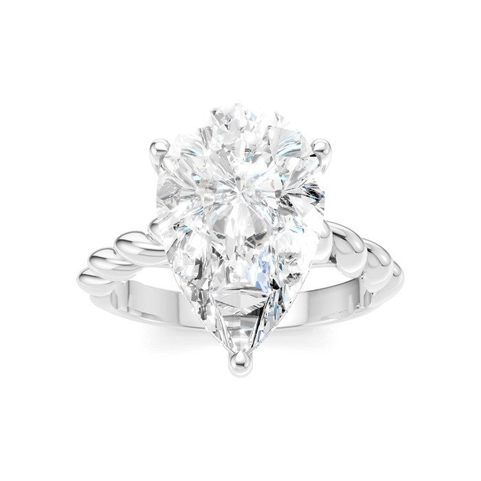 1/6 Ctw Akari Pear Shape Rope Shank Round Cut Diamond Semi Mount Engagement Ring in 14K White Gold