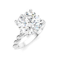 1/8 Ctw Akari Round Shape Rope Shank Round Cut Diamond Semi Mount Engagement Ring in 14K White Gold