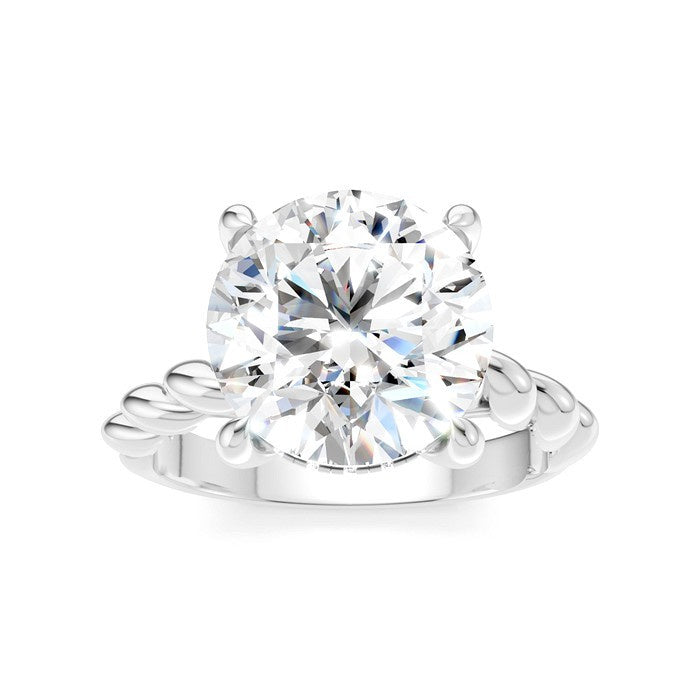 1/8 Ctw Akari Round Shape Rope Shank Round Cut Diamond Semi Mount Engagement Ring in 14K White Gold