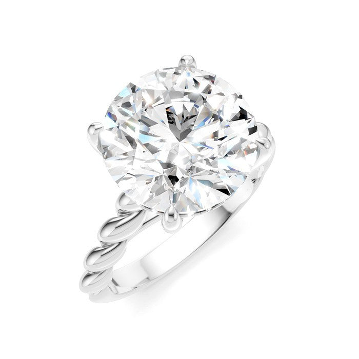 1/8 Ctw Akari Round Shape Rope Shank Round Cut Diamond Semi Mount Engagement Ring in 14K White Gold