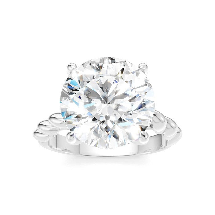1/8 Ctw Akari Round Shape Rope Shank Round Cut Diamond Semi Mount Engagement Ring in 14K White Gold