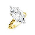 1/8 Ctw Akari Marquise Shape Rope Shank Round Cut Diamond Semi Mount Engagement Ring in 14K Yellow and White Gold