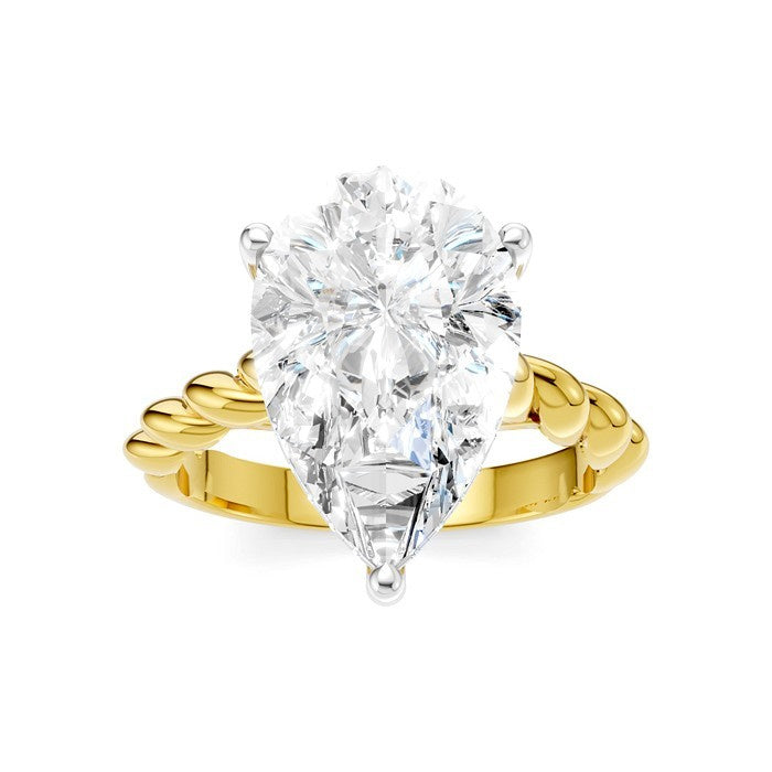 1/6 Ctw Akari Pear Shape Rope Shank Round Cut Diamond Semi Mount Engagement Ring in 14K Yellow and White Gold