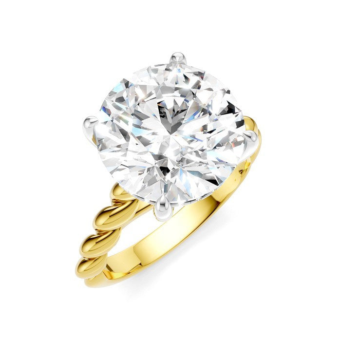 1/8 Ctw Akari Round Shape Rope Shank Round Cut Diamond Semi Mount Engagement Ring in 14K Yellow and White Gold