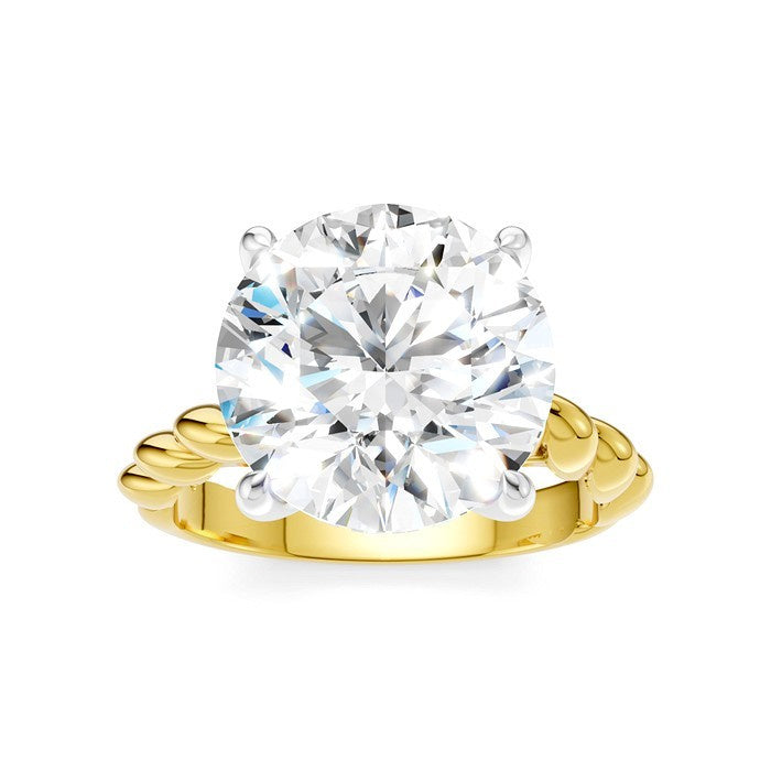 1/8 Ctw Akari Round Shape Rope Shank Round Cut Diamond Semi Mount Engagement Ring in 14K Yellow and White Gold