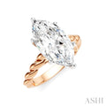 1/8 Ctw Akari Marquise Shape Rope Shank Round Cut Diamond Semi Mount Engagement Ring in 14K Rose and White Gold
