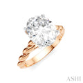 1/10 Ctw Akari Oval Shape Rope Shank Round Cut Diamond Semi Mount Engagement Ring in 14K Rose and White Gold