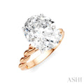 1/8 Ctw Akari Oval Shape Rope Shank Round Cut Diamond Semi Mount Engagement Ring in 14K Rose and White Gold