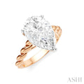 1/8 Ctw Akari Pear Shape Rope Shank Round Cut Diamond Semi Mount Engagement Ring in 14K Rose and White Gold