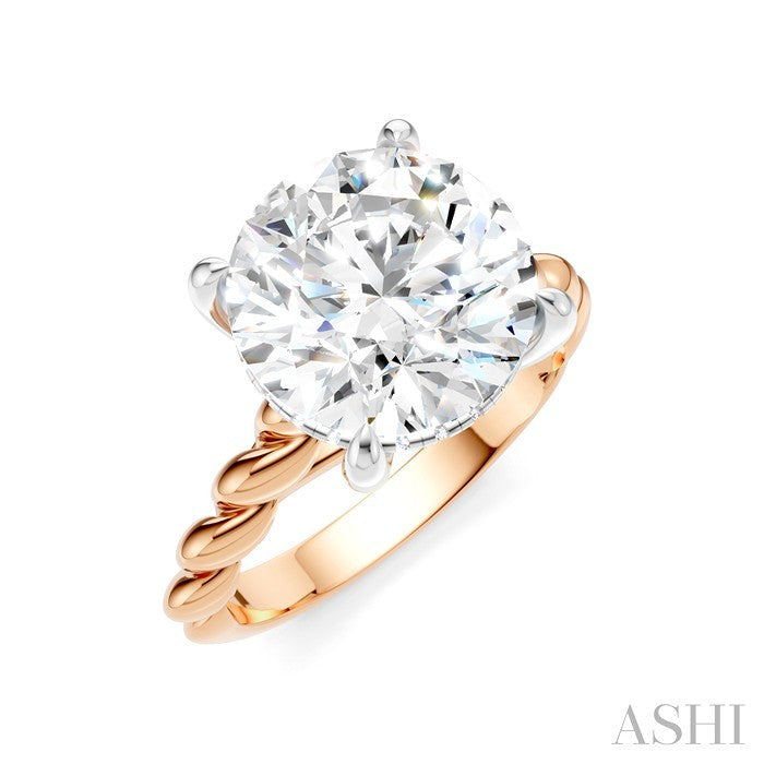 1/8 Ctw Akari Round Shape Rope Shank Round Cut Diamond Semi Mount Engagement Ring in 14K Rose and White Gold
