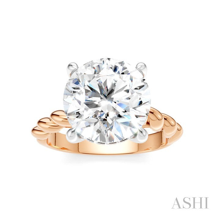 1/8 Ctw Akari Round Shape Rope Shank Round Cut Diamond Semi Mount Engagement Ring in 14K Rose and White Gold
