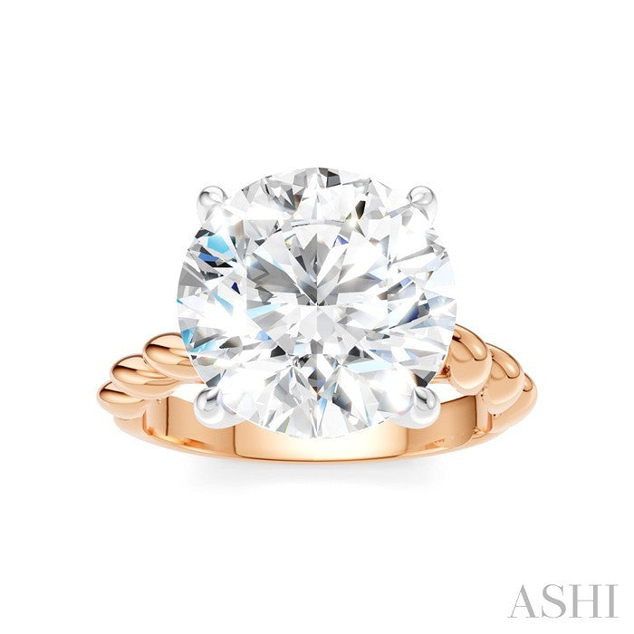 1/8 Ctw Akari Round Shape Rope Shank Round Cut Diamond Semi Mount Engagement Ring in 14K Rose and White Gold