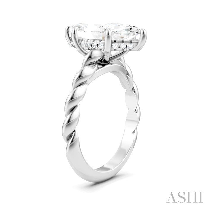 1/8 Ctw Akari Marquise Shape Rope Shank Round Cut Diamond Semi Mount Engagement Ring in 14K White Gold