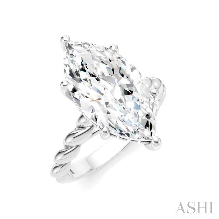 1/8 Ctw Akari Marquise Shape Rope Shank Round Cut Diamond Semi Mount Engagement Ring in 14K White Gold