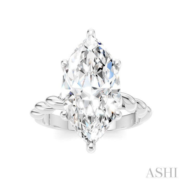 1/8 Ctw Akari Marquise Shape Rope Shank Round Cut Diamond Semi Mount Engagement Ring in 14K White Gold