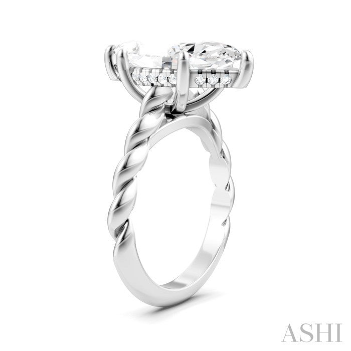 1/8 Ctw Akari Marquise Shape Rope Shank Round Cut Diamond Semi Mount Engagement Ring in 14K White Gold