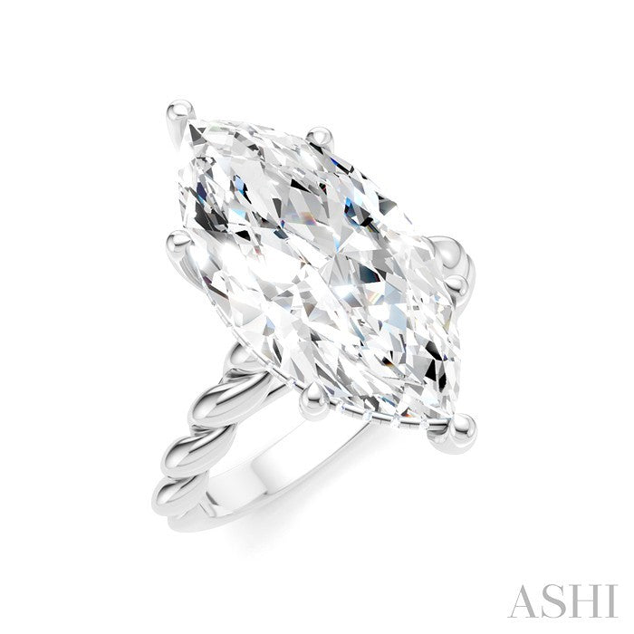 1/6 Ctw Akari Marquise Shape Rope Shank Round Cut Diamond Semi Mount Engagement Ring in 14K White Gold