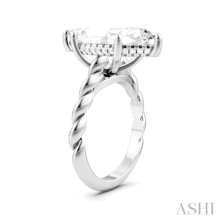 1/6 Ctw Akari Marquise Shape Rope Shank Round Cut Diamond Semi Mount Engagement Ring in 14K White Gold
