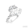 1/10 Ctw Akari Oval Shape Rope Shank Round Cut Diamond Semi Mount Engagement Ring in 14K White Gold