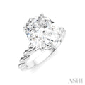 1/10 Ctw Akari Oval Shape Rope Shank Round Cut Diamond Semi Mount Engagement Ring in 14K White Gold