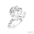 1/8 Ctw Akari Oval Shape Rope Shank Round Cut Diamond Semi Mount Engagement Ring in 14K White Gold