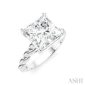 1/8 Ctw Akari Princess Shape Rope Shank Round Cut Diamond Semi Mount Engagement Ring in 14K White Gold