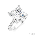 1/8 Ctw Akari Princess Shape Rope Shank Round Cut Diamond Semi Mount Engagement Ring in 14K White Gold