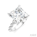 1/6 Ctw Akari Princess Shape Rope Shank Round Cut Diamond Semi Mount Engagement Ring in 14K White Gold