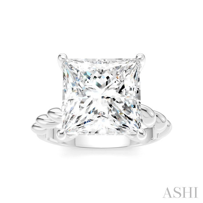 1/6 Ctw Akari Princess Shape Rope Shank Round Cut Diamond Semi Mount Engagement Ring in 14K White Gold