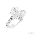 1/10 Ctw Akari Pear Shape Rope Shank Round Cut Diamond Semi Mount Engagement Ring in 14K White Gold